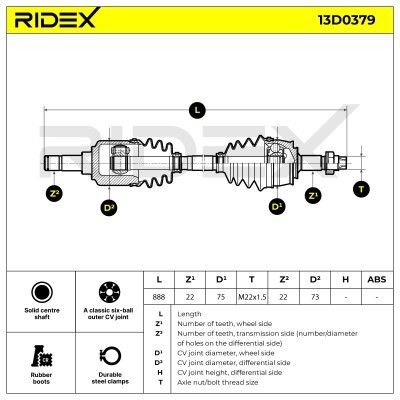 Półoś Napędowa RIDEX 13D0379 13D0379 - foto 6