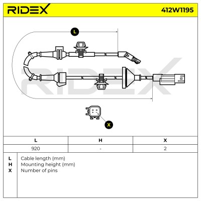 Czujnik ABS RIDEX 412W1195 412W1195 - foto 6