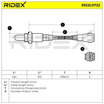 Sonda Lambda RIDEX 3922L0722 3922L0722 - foto 3