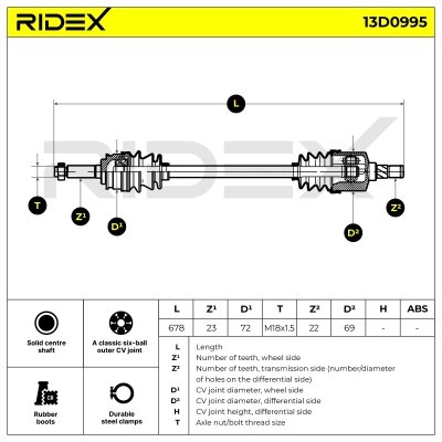 Półoś Napędowa RIDEX 13D0995 13D0995 - foto 7