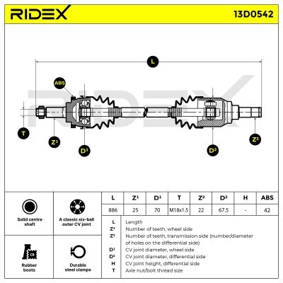 Półoś Napędowa RIDEX 13D0542 13D0542 - foto 7