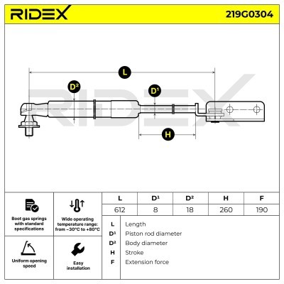 Amortyzator Pokrywy Bagażnika RIDEX 219G0304 219G0304 - foto 7