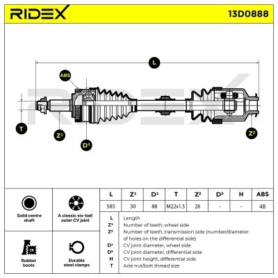 Półoś Napędowa RIDEX 13D0888 13D0888 - foto 6