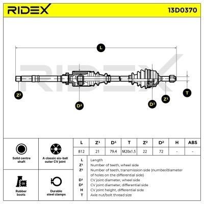 Półoś Napędowa RIDEX 13D0370 13D0370 - foto 7