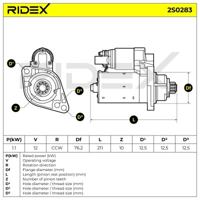 Rozrusznik RIDEX 2S0283 2S0283 - foto 6