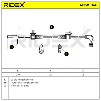 Czujnik ABS RIDEX 412W1046 412W1046 - foto 6