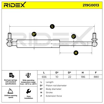 Amortyzator Pokrywy Bagażnika RIDEX 219G0013 219G0013 - foto 8