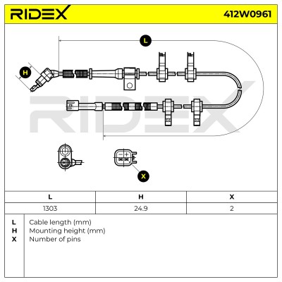 Czujnik ABS RIDEX 412W0961 412W0961 - foto 6