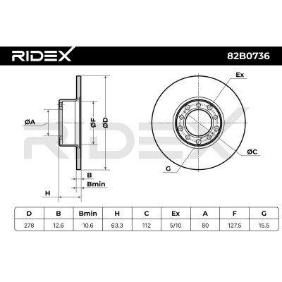 Tarcza hamulcowa RIDEX 82B0736 82B0736 - foto 8