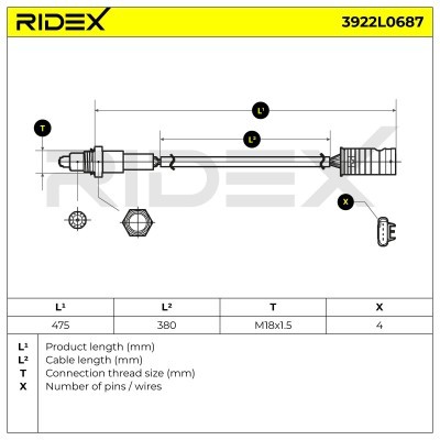 Sonda Lambda RIDEX 3922L0687 3922L0687 - foto 3