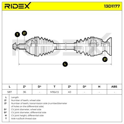 Półoś Napędowa RIDEX 13D1177 13D1177 - foto 7