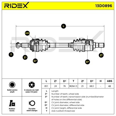 Półoś Napędowa RIDEX 13D0896 13D0896 - foto 7