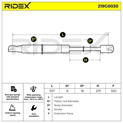 Amortyzator Pokrywy Bagażnika RIDEX 219G0030 219G0030 - foto 7