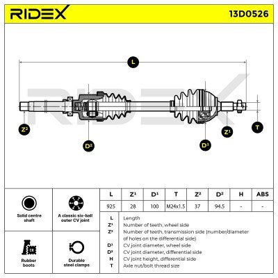 Półoś Napędowa RIDEX 13D0526 13D0526 - foto 7