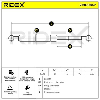 Amortyzator Pokrywy Bagażnika RIDEX 219G0847 219G0847 - foto 5