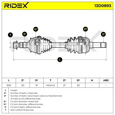Półoś Napędowa RIDEX 13D0893 13D0893 - foto 7