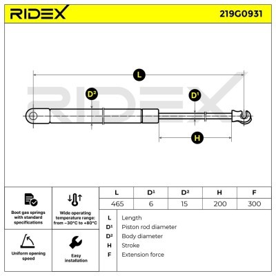 Amortyzator Pokrywy Bagażnika RIDEX 219G0931 219G0931 - foto 6