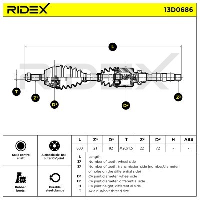 Półoś Napędowa RIDEX 13D0686 13D0686 - foto 7