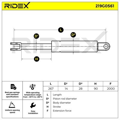Amortyzator Pokrywy Bagażnika RIDEX 219G0561 219G0561 - foto 5