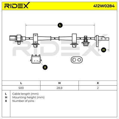 Czujnik ABS RIDEX 412W0284 412W0284 - foto 5