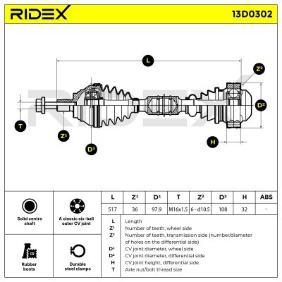 Półoś Napędowa RIDEX 13D0302 13D0302 - foto 10