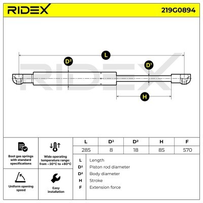 Amortyzator Pokrywy Bagażnika RIDEX 219G0894 219G0894 - foto 6
