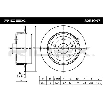 Tarcza hamulcowa RIDEX 82B1047 82B1047 - foto 8