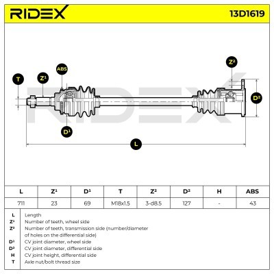 Półoś Napędowa RIDEX 13D1619 13D1619 - foto 7