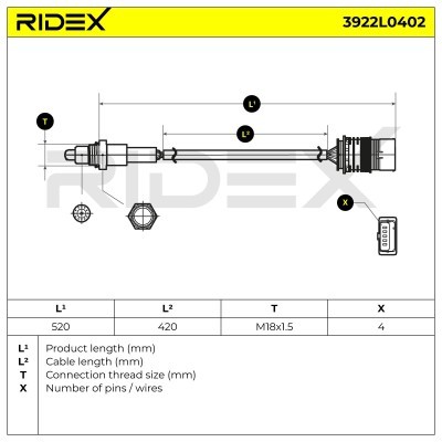 Sonda Lambda RIDEX 3922L0402 3922L0402 - foto 6