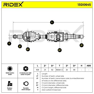 Półoś Napędowa RIDEX 13D0645 13D0645 - foto 7
