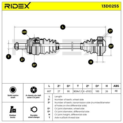 Półoś Napędowa RIDEX 13D0255 13D0255 - foto 5