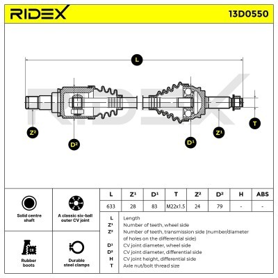 Półoś Napędowa RIDEX 13D0550 13D0550 - foto 7