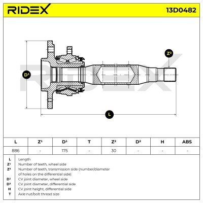 Półoś Napędowa RIDEX 13D0482 13D0482 - foto 7