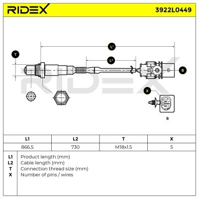 Sonda Lambda RIDEX 3922L0449 3922L0449 - foto 5