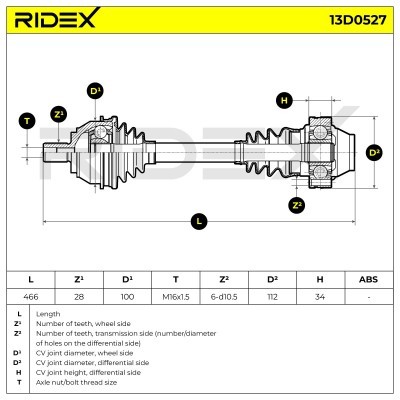 Półoś Napędowa RIDEX 13D0527 13D0527 - foto 7