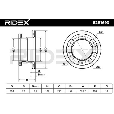 Tarcza hamulcowa RIDEX 82B1693 82B1693 - foto 6