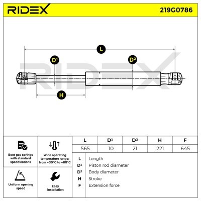 Amortyzator Pokrywy Bagażnika RIDEX 219G0786 219G0786 - foto 6