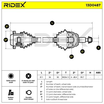 Półoś Napędowa RIDEX 13D0487 13D0487 - foto 7