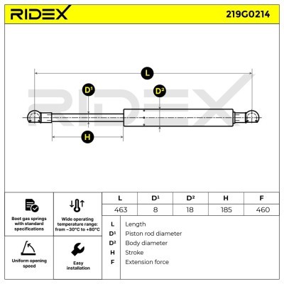 Amortyzator Pokrywy Bagażnika RIDEX 219G0214 219G0214 - foto 7