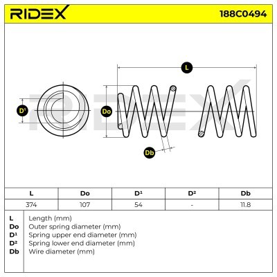 Sprężyna Zawieszenia RIDEX 188C0494 188C0494 - foto 5