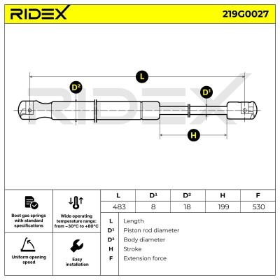 Amortyzator Pokrywy Bagażnika RIDEX 219G0027 219G0027 - foto 7