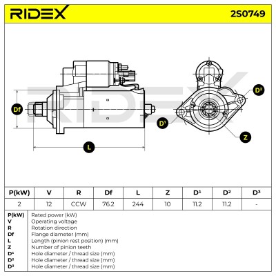 Rozrusznik RIDEX 2S0749 2S0749 - foto 12