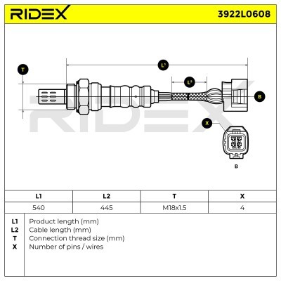 Sonda Lambda RIDEX 3922L0608 3922L0608 - foto 6