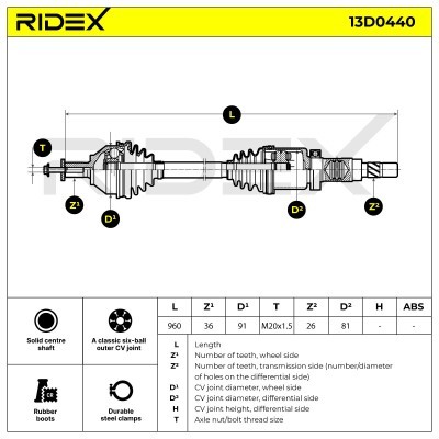 Półoś Napędowa RIDEX 13D0440 13D0440 - foto 7