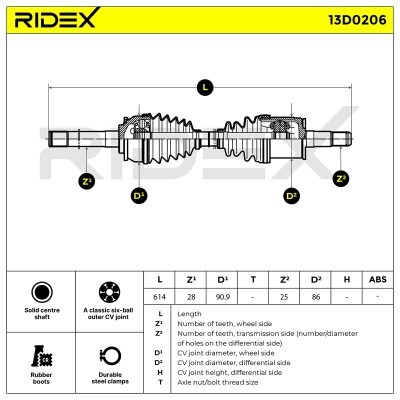 Półoś Napędowa RIDEX 13D0206 13D0206 - foto 4