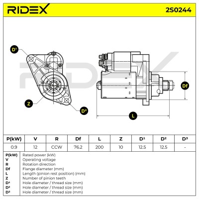 Rozrusznik RIDEX 2S0244 2S0244 - foto 6