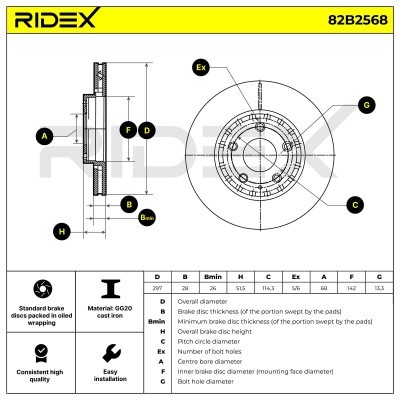 Tarcza hamulcowa RIDEX 82B2568 82B2568 - foto 6