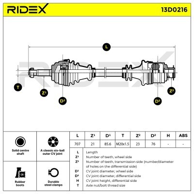 Półoś Napędowa RIDEX 13D0216 13D0216 - foto 7