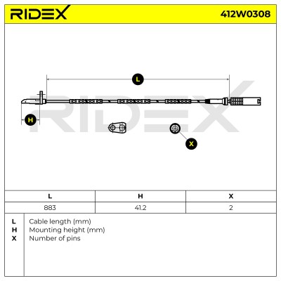 Czujnik ABS RIDEX 412W0308 412W0308 - foto 5