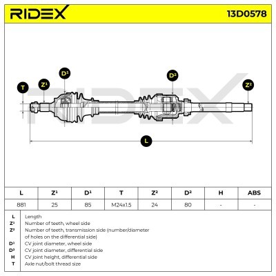 Półoś Napędowa RIDEX 13D0578 13D0578 - foto 7